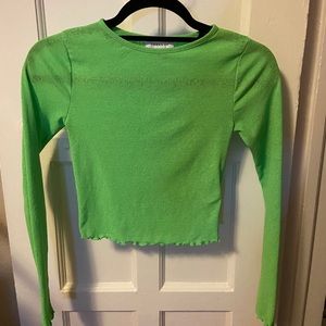 TOPSHOP mesh long sleeve cropped shirt